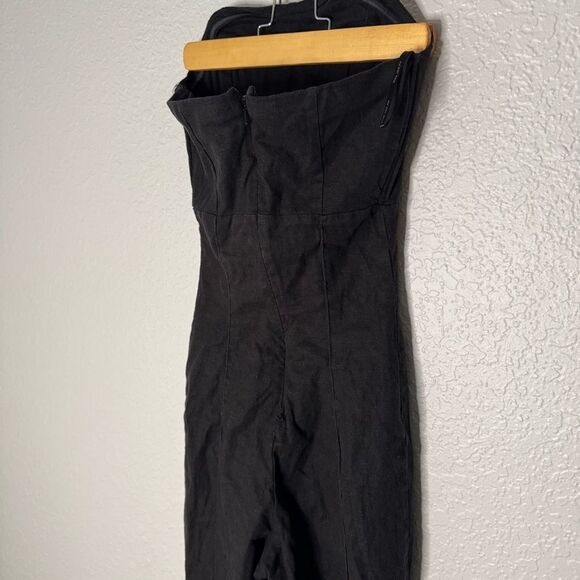 Stone Cold Fox Naples Black Strapless Jumpsuit Size 1 S Linen Tassel Fitted Chic - Picture 14 of 16